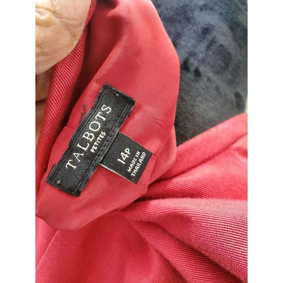 Talbots Women Solid Red Cotton Round Neck Sleeveless Knee Length Dress Size 14P - Picture 10 of 12